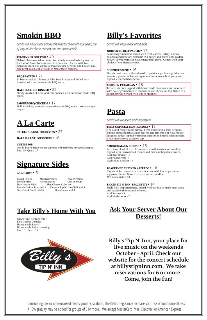 Menus - Billys Tip n Inn - Back_7_31