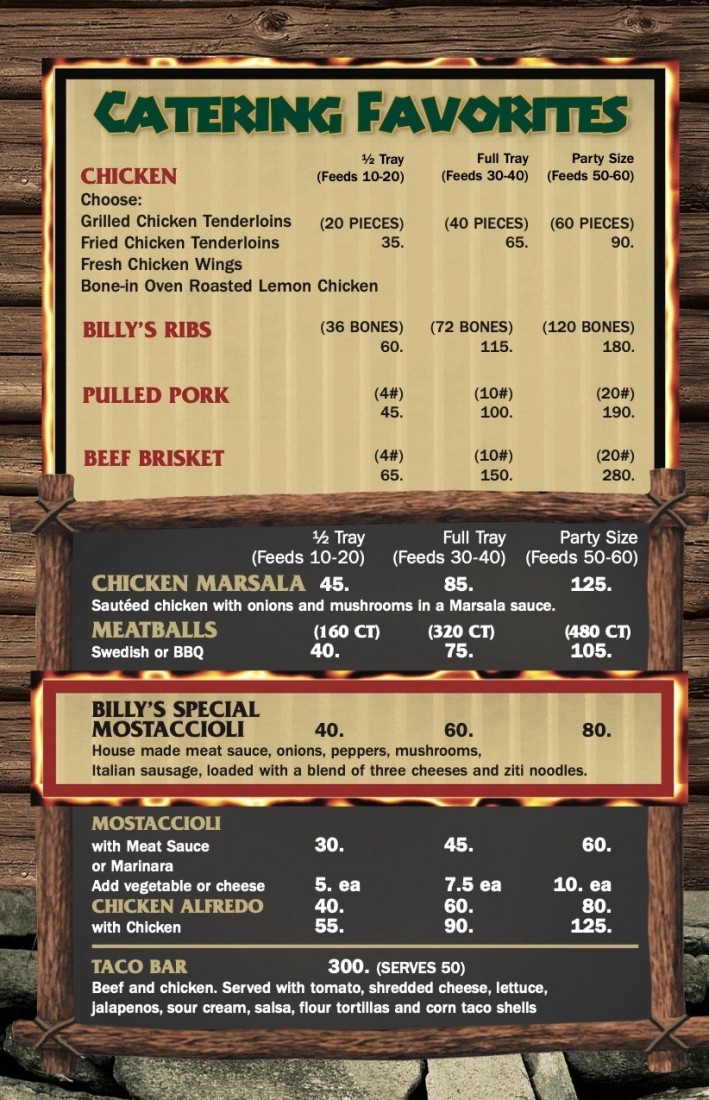 Menus - Billys Tip n Inn